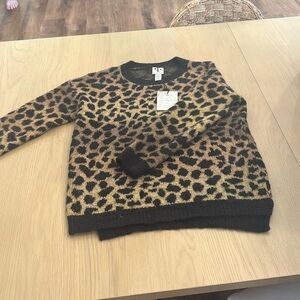 Rain + rose cheetah print sweater; size M